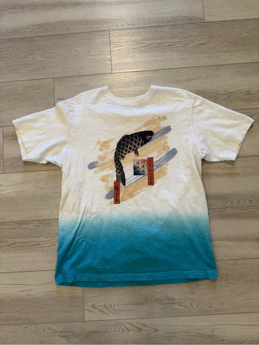UNIQLO UT Ukiyoe Japanese Art MFA Boston Swimming Carp T-shirt White Sz L Men’s